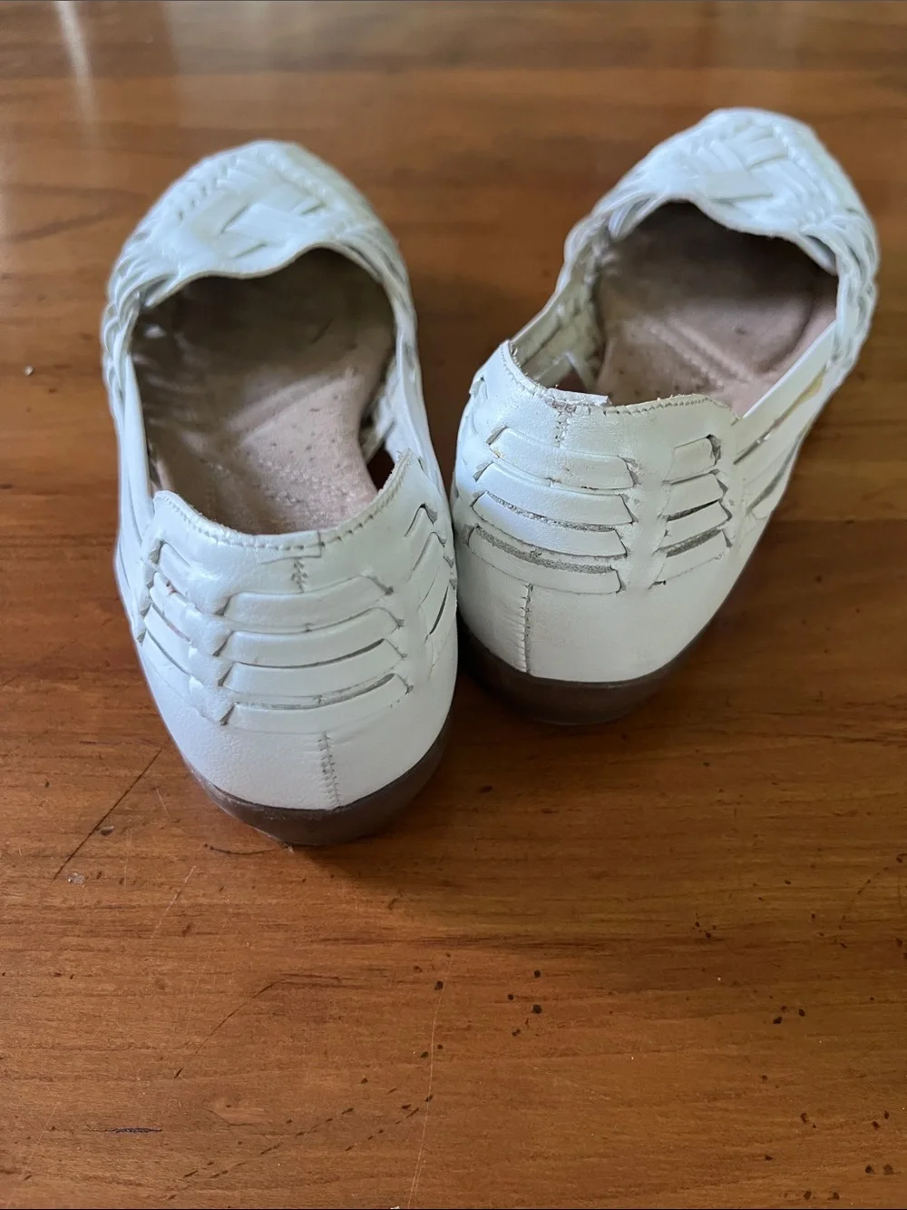 Naturalizer White Woven Leather Huarache Slip-On Ballet Flats